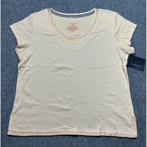 Liz Claiborne T-Shirt Womens Size L Peach Solid Cotton Round Neck New